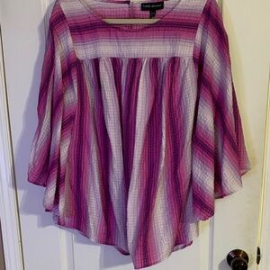 Lane Bryant Vibrant Pink and White Blouse